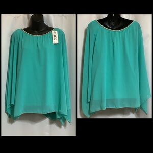 Italy Moda Top Women’s Size Large Chiffon Overlay Loose Fit Lined Formal Resort